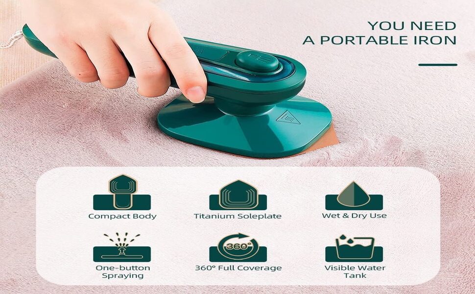 Micro Portable Steam Iron for Clothes – Mini Iron Box & Garment Steamer with Dry and Wet Ironing, Quick Heat-Up Small Iron Machine for Travel, Home & Office