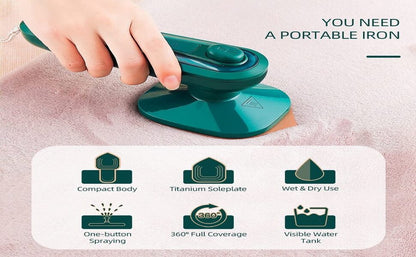 Micro Portable Steam Iron for Clothes – Mini Iron Box & Garment Steamer with Dry and Wet Ironing, Quick Heat-Up Small Iron Machine for Travel, Home & Office