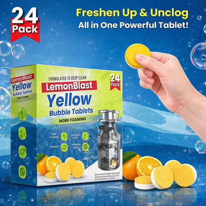 LemonBlast Yellow Bubble Tablets – Odor Eliminator + Blockage Remover( 12 + 12 FREE )