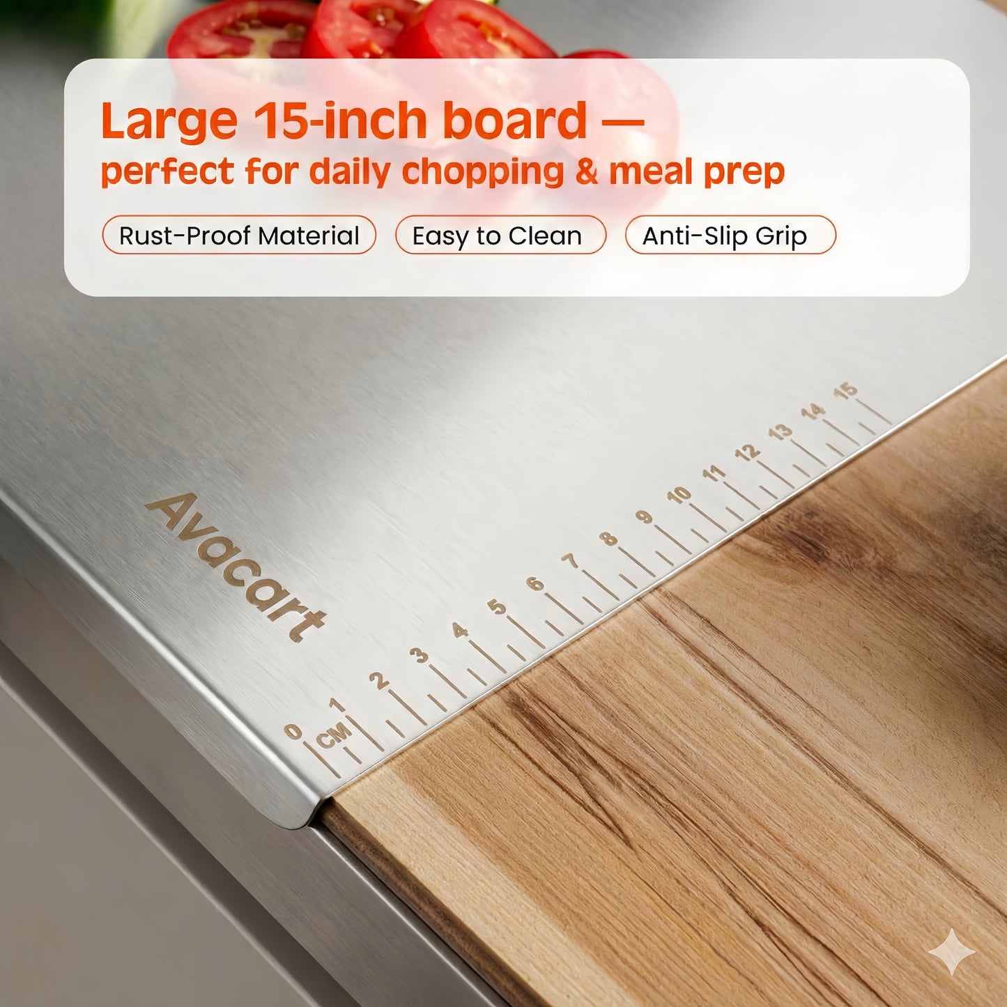 Avacart™ – Premium Hygienic Stainless Steel Chopping Board